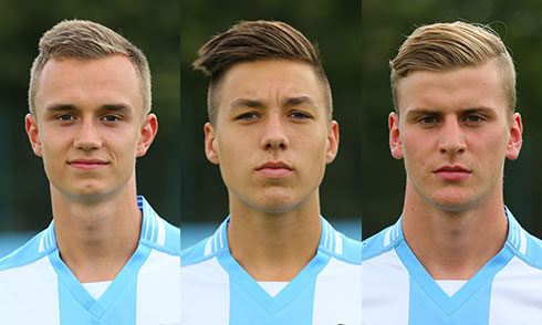 Kilian Jakob, Julian Justvan und Christoph Daferner (v. li.) reisen mit der U18 des DFB nach Israel. Foto: TSV 1860