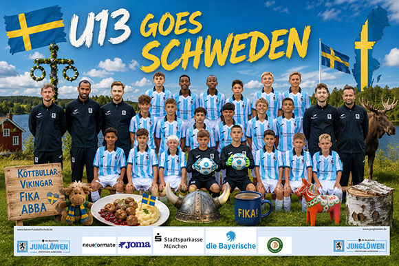 Die U13 vertritt Deutschland beim internationalen Norrköping City Cup 2026 in Schweden. Foto: KI-Montage