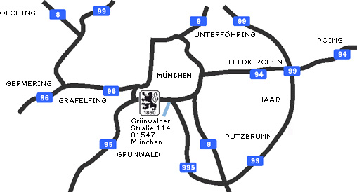 Anfahrt zum TSV 1860 Nachwuchsleistungszentrum
