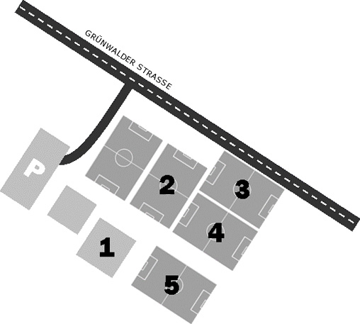 Nachwuchsleistungszentrum Lageplan Büro, Internat und Fußballplätze